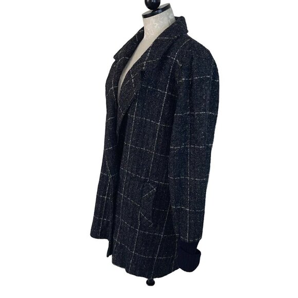 Saril Ltd Vintage Womens Coat Size Large Gray Plaid Pockets Knit Cuffs Pure Wool - Picture 2 of 10